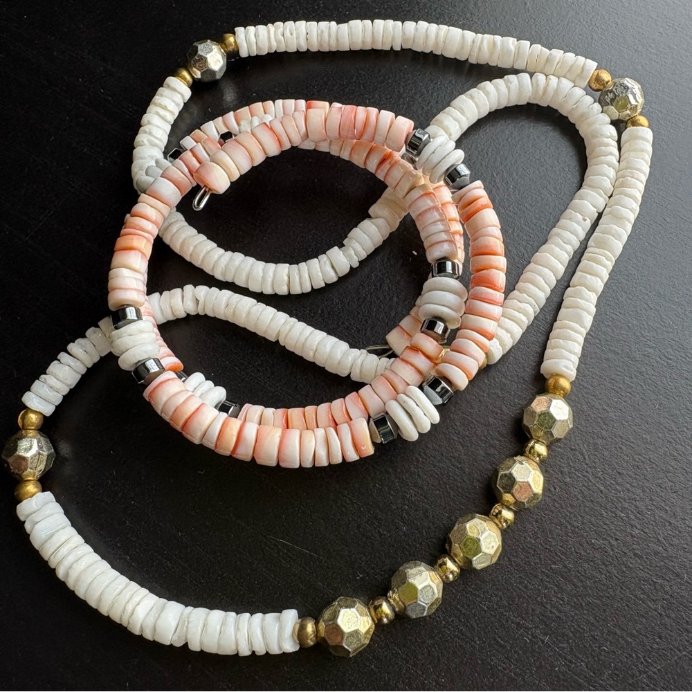 Vintage Puka Shell seashell Y2K Necklace Bracelet bundle